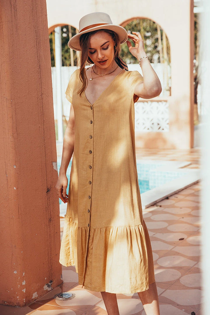 CUPSHE Gabriela V-neck Ruffle A-Shape Dress Dresses