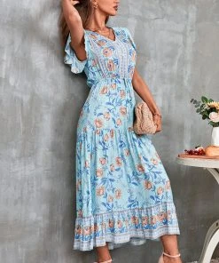 CUPSHE Lucky Bay Tie Elastic Waist A-Shape Dress Dresses