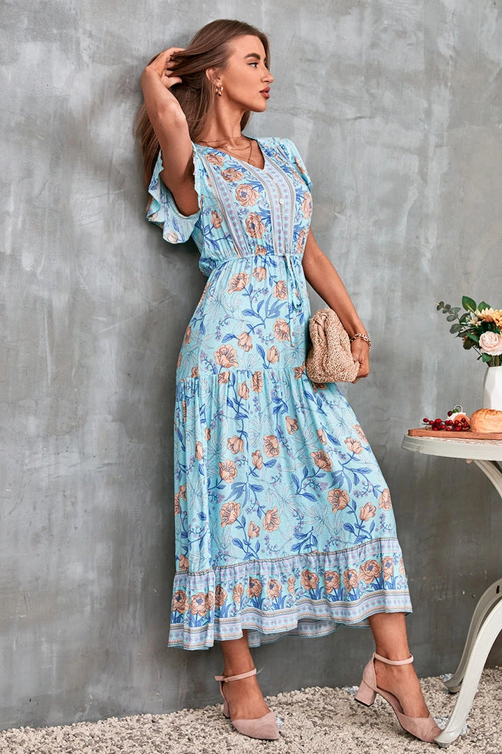 CUPSHE Lucky Bay Tie Elastic Waist A-Shape Dress Dresses