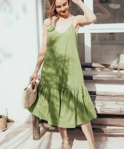 CUPSHE Dresses Ada Green Pull Over A-Shape Dress