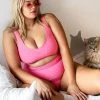 CUPSHE Palm Beach Cutout Pink Plus Size One Piece Swimsuit