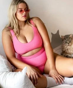 CUPSHE Palm Beach Cutout Pink Plus Size One Piece Swimsuit