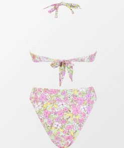 CUPSHE Darling Ditsy Bandeau & High Waist Bikini Set Bikinis