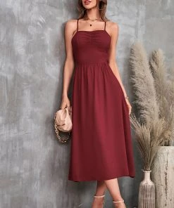 CUPSHE Dresses Verona Backless Drawstring Thin Straps Slip Dress