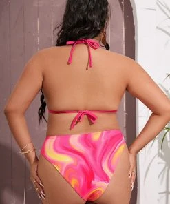 CUPSHE Mesh Top String Triangle & Swirlfriend Cheeky Plus Size Bikini Set