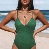 CUPSHE Plunge Back Tie Cross Back Adjustable Straps One Piece One Pieces