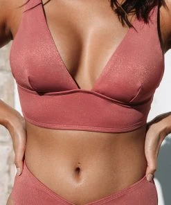 CUPSHE Dusty Cedar Tall Tri & V Front High Waist Bikini Set Bikinis