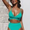 CUPSHE Twist Bralette & Spliced High Waist Bikini Set Bikinis