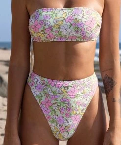 CUPSHE Darling Ditsy Bandeau & High Waist Bikini Set Bikinis