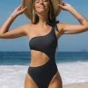 CUPSHE One Pieces Portofino Escape One Shoulder Tie One Piece Swimsuit