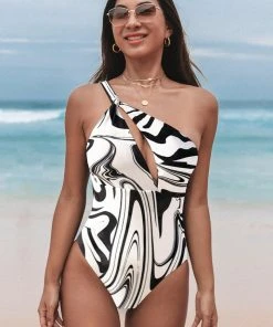 CUPSHE Wild Ronarce Marble Print One Piece Swimsuit One Pieces