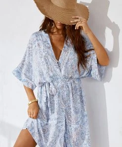 CUPSHE Short Dresses Gracie Blue Kimono Open Front Cover Up