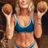 CUPSHE Sporty Blue And Black Crochet Bikini Bikinis