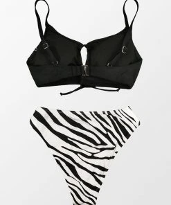 CUPSHE Bikinis Party In Paradise Double Keyhole High Waist Bikini Set