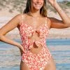 CUPSHE Esmeralda Floral Cut-out Tie One Piece Swimsuit