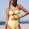 CUPSHE One Pieces Devon Yellow Halter O-ring One Piece Swimsuit