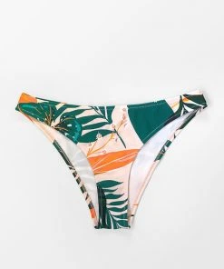 CUPSHE Bright Leafy Print Bikini Bottom Swimwear UP TO 70% OFF
