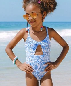 CUPSHE Girls’ Flower Power Bunny Tie Cross Back Strap One Piece Swimsuit