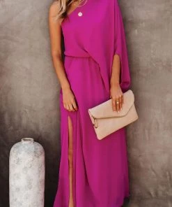 CUPSHE Zyanya One Shoulder Dolman Sleeve Chiffon Dress Dresses