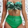 CUPSHE Green Leafy Lace Up High Waisted Bikini