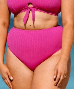 CUPSHE Breezy Rib High Waist Tummy Control Plus Size Bikini Bottom
