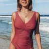 CUPSHE One Pieces Shirred Scoop Back Tummy Control One Piece Swimsuit