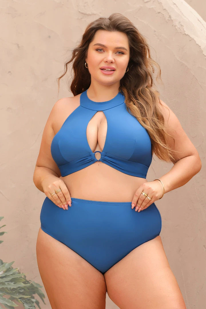 CUPSHE Swimwear UP TO 70% OFF Summer Of Love High Neck O-Ring Tummy Control Plus Size Bikini