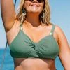 CUPSHE Braylee Green Twist Plus Size Bikini Top
