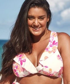 CUPSHE Swimwear BOGO 40% OFF Nichole Floral Ruffle Trim Plus Size Bikini Top