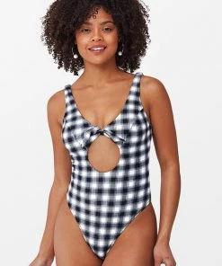 CUPSHE One Pieces Retro Gingham Bowknot Cutout One Piece Swimsuit