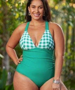 CUPSHE Daniella Gingham Criss Cross Plus Size One Piece Swimsuit