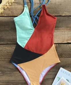 CUPSHE Colorblocked V-Neck One Piece Swimsuit