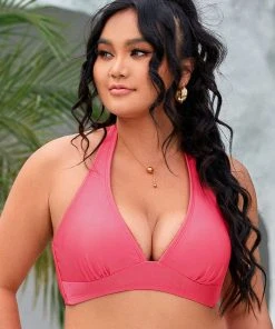 CUPSHE Vapor Wave Back Tie Plus Size Bikini Top