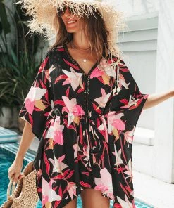 CUPSHE Sloane Tropical Print Lace Trims Short Cover Up