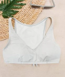 CUPSHE Madisen V-neck Cut Out Tie Plus Size Bikini Top Swimwear UP TO 70% OFF