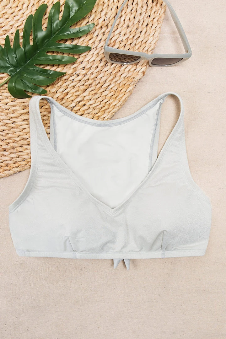 CUPSHE Madisen V-neck Cut Out Tie Plus Size Bikini Top Swimwear UP TO 70% OFF