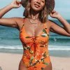 CUPSHE Orange Lace Up One-Piece Swimsuit
