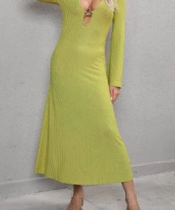 CUPSHE Green Dresses Nadine Plunge O-ring Maxi Cover Up