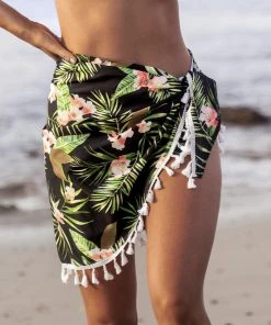 CUPSHE Wedding Guest Dresses Aguas Blancas Black Mini Tassel Cover Up