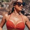 CUPSHE Orange Twist Halter Bikini Top Swimwear UP TO 70% OFF