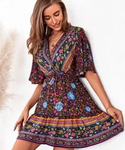 CUPSHE Dresses Gabby V-neck Tie Waist Ruffle Wrap Dress