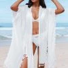 CUPSHE Cover Ups Rosemary Tassel Trim Split Kimono