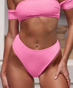 CUPSHE Bikinis Palm Beach High Leg High Waist Pink Bikini Bottom