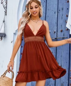 CUPSHE Vanda Cutout Frill Short Slip Dress Dresses