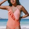 CUPSHE Jaylah Ruffle Halter One Piece Swimsuit