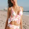 CUPSHE Rylee Floral Ruffle Hem Tankini Bikinis