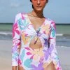 CUPSHE Multi Spring Bunny Tie Cutout Long Sleeve One Piece Swimsuit One Pieces