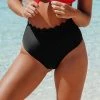 CUPSHE Black Scalloped High Waisted Bikini Bottom Bikinis