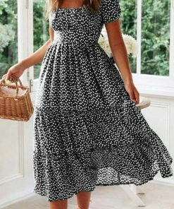 CUPSHE Ariyah Frill Ruching Mid Length Dress Dresses