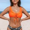 CUPSHE Swimwear UP TO 70% OFF Milani Lace Up Ruffle Floral Bikini